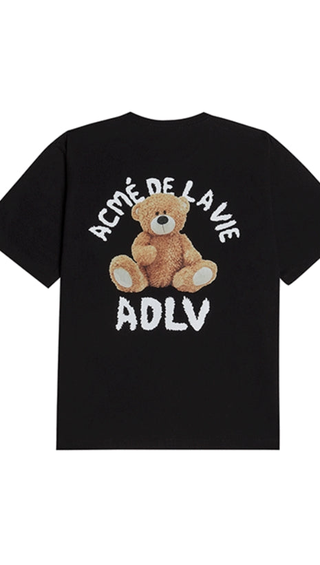 アクメドラビ(acme' de la vie) TEDDY BEAR (BEAR DOLL) SHORT SLEEVE T-SHIRT BLACK