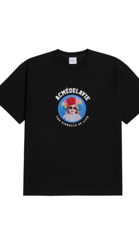 アクメドラビ(acme' de la vie) ADLV BABY FACE SHORT SLEEVE T-SHIRT BLACK MINI RAINBOW HAIR