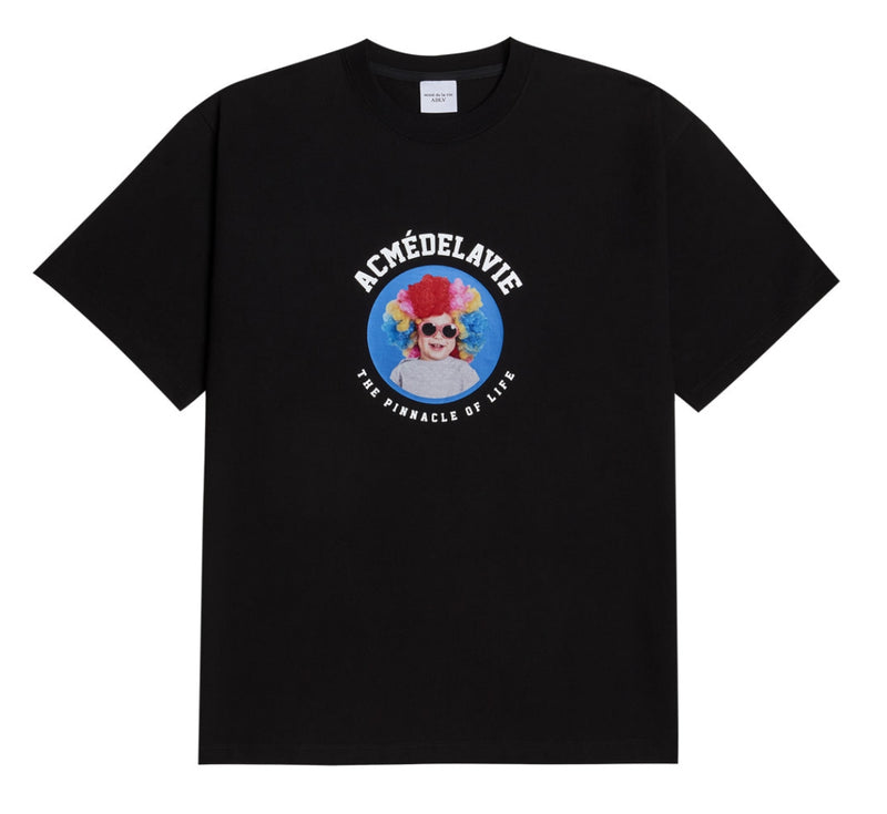 アクメドラビ(acme' de la vie) ADLV BABY FACE SHORT SLEEVE T-SHIRT BLACK MINI RAINBOW HAIR