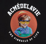 アクメドラビ(acme' de la vie) ADLV BABY FACE SHORT SLEEVE T-SHIRT BLACK MINI YELLOW GLASSES