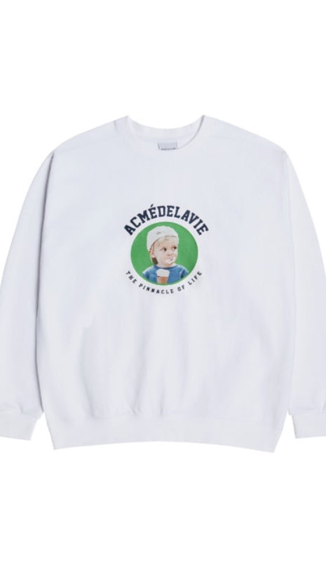 アクメドラビ(acme' de la vie)  ADLV BABY FACE SWEATSHIRT WHITE MINI WHITE CAP