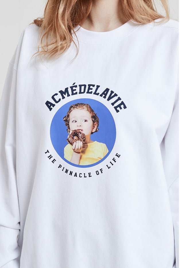 アクメドラビ(acme' de la vie)  ADLV BABY FACE SWEATSHIRT WHITE MINI CHOCOLAT DONUT