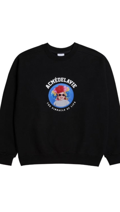 アクメドラビ(acme' de la vie)  ADLV BABY FACE SWEATSHIRT BLACK MINI RAINBOW HAIR