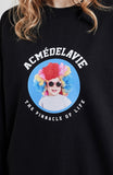 アクメドラビ(acme' de la vie)  ADLV BABY FACE SWEATSHIRT BLACK MINI RAINBOW HAIR