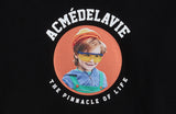 アクメドラビ(acme' de la vie)  ADLV BABY FACE SWEATSHIRT BLACK MINI YELLOW GLASSES