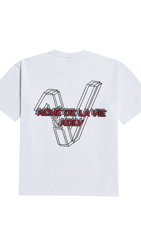 アクメドラビ(acme' de la vie) SHAKEN V LOGO SHORT SLEEVE T-SHIRT WHITE
