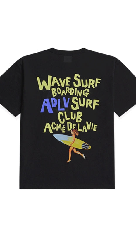 アクメドラビ(acme' de la vie) SURFING GIRL SHORT SLEEVE T-SHIRT BLACK
