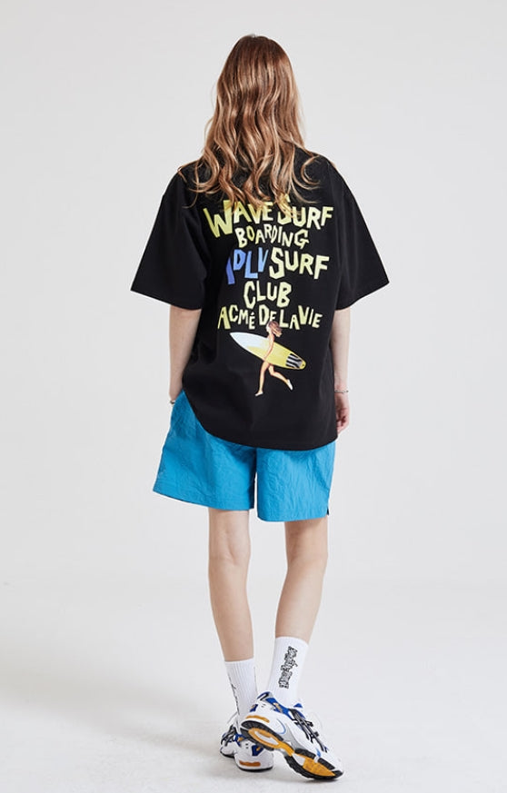 アクメドラビ(acme' de la vie) SURFING GIRL SHORT SLEEVE T-SHIRT BLACK