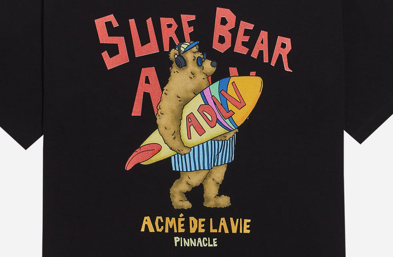 アクメドラビ(acme' de la vie) SURFING BEAR SHORT SLEEVE T-SHIRT BLACK