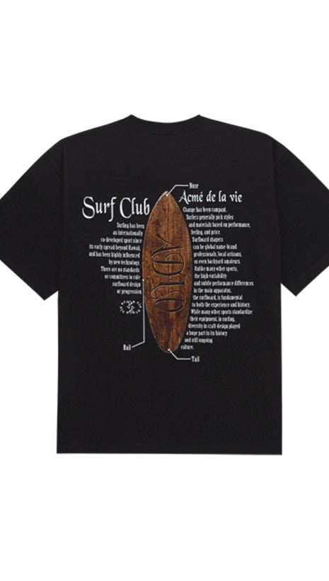 アクメドラビ(acme' de la vie) WOOD SURFING BOARD SHORT SLEEVE T-SHIRT BLACK