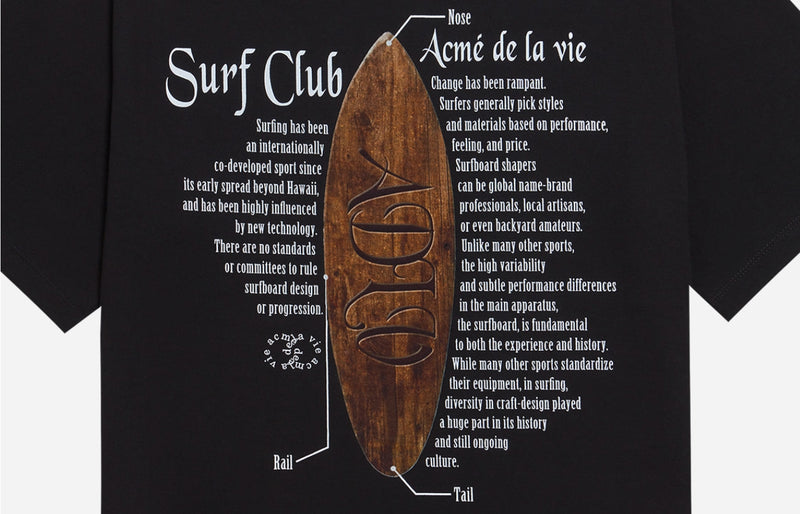 アクメドラビ(acme' de la vie) WOOD SURFING BOARD SHORT SLEEVE T-SHIRT BLACK
