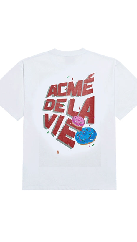 アクメドラビ(acme' de la vie) RED BIG LOGO DONUT SHORT SLEEVE T-SHIRT WHITE