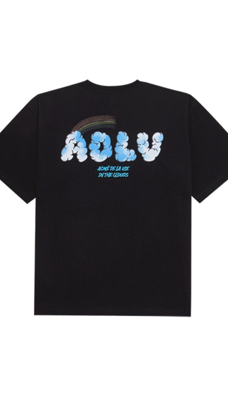 アクメドラビ(acme' de la vie) RAINBOW CLOUD LOGO SHORT SLEEVE T-SHIRT BLACK