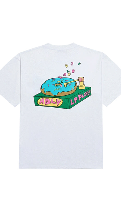 アクメドラビ(acme' de la vie) EMBO RECORD DONUT SHORT SLEEVE T-SHIRT WHITE