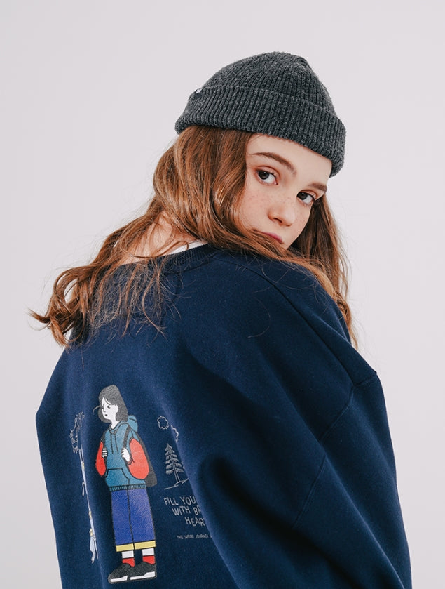 ダブルユーブイプロジェクト(WV PROJECT) Brave Heart Sweat Shirt Navy SMMT7443