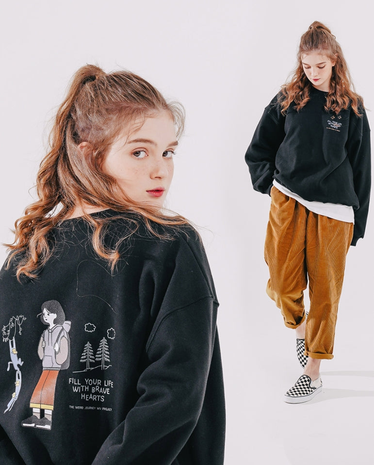 ダブルユーブイプロジェクト(WV PROJECT) Brave Heart Sweat Shirt Black SMMT7443