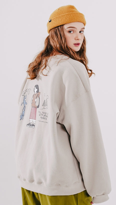ダブルユーブイプロジェクト(WV PROJECT) Brave Heart Sweat Shirt Light Beige SMMT7443