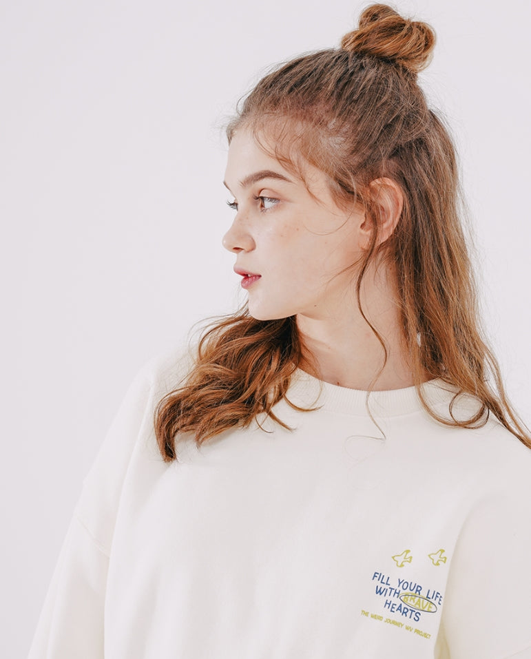 ダブルユーブイプロジェクト(WV PROJECT) Brave Heart Sweat Shirt Cream SMMT7443