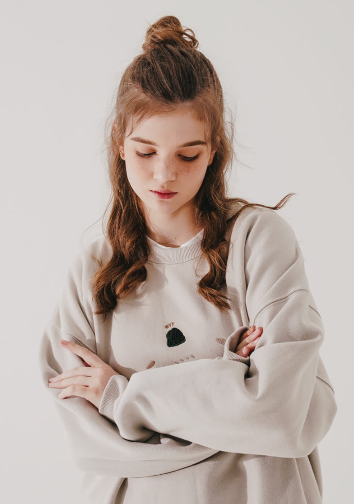 ダブルユーブイプロジェクト(WV PROJECT) Bearp Sweat Shirt Gray Beige MJMT7449