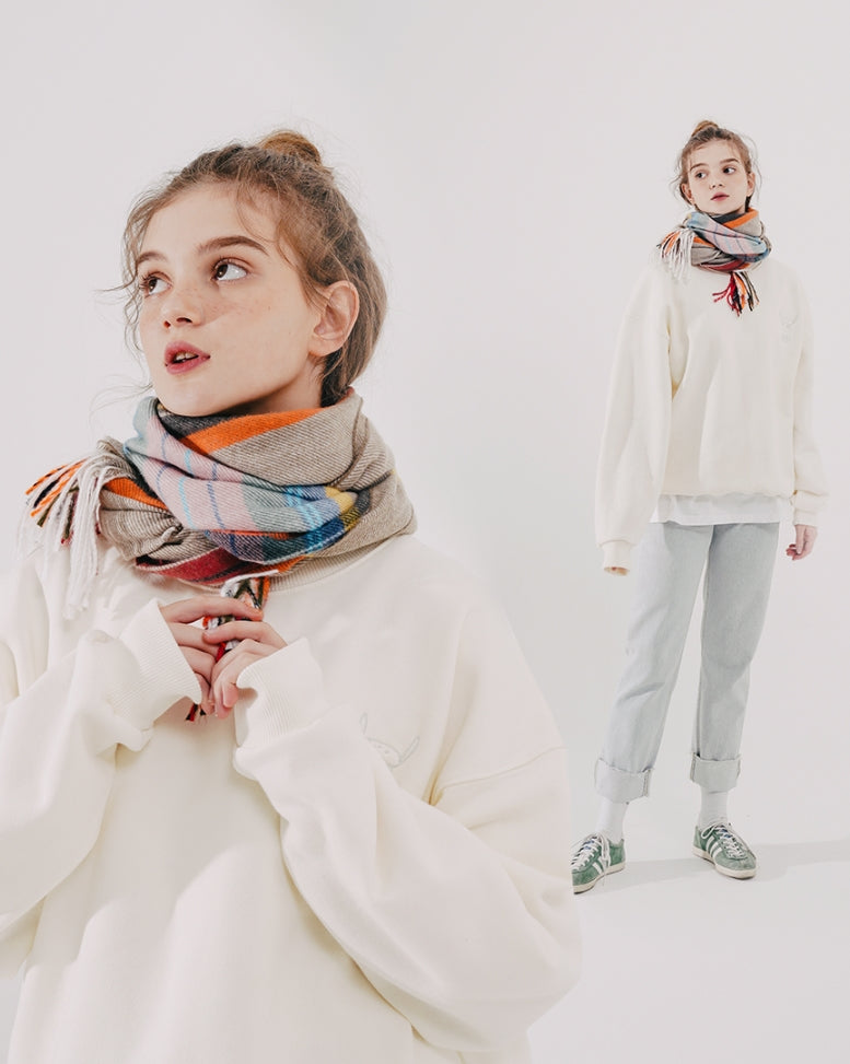 ダブルユーブイプロジェクト(WV PROJECT) Creamy Check Muffler Beige CJAC7457