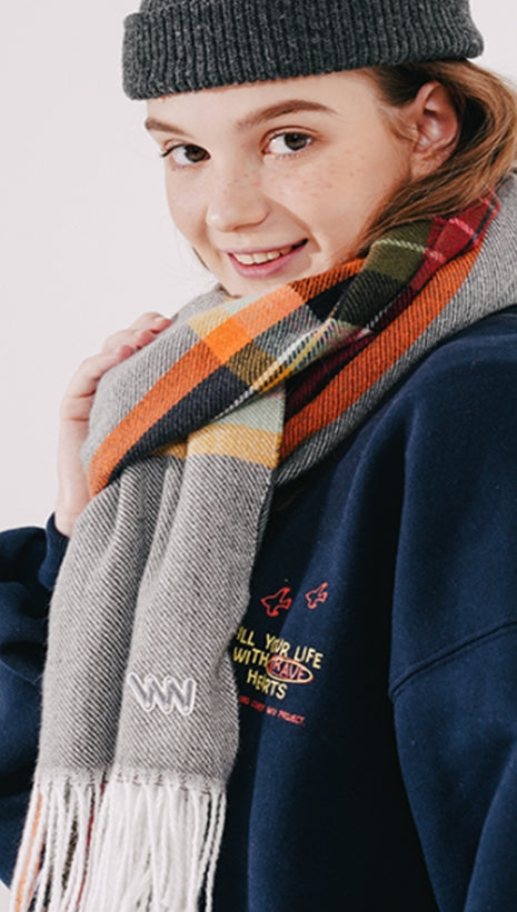 ダブルユーブイプロジェクト(WV PROJECT) Creamy Check Muffler Charcoal CJAC7457