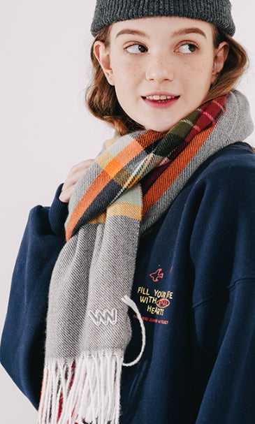 ダブルユーブイプロジェクト(WV PROJECT) Creamy Check Muffler Charcoal CJAC7457