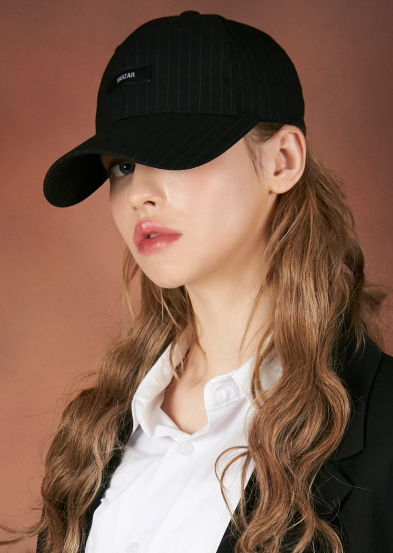 VARZAR(バザール) Retro Label Stripe Ball Cap Black