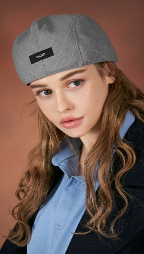 VARZAR(バザール) Retro label striped beret grey
