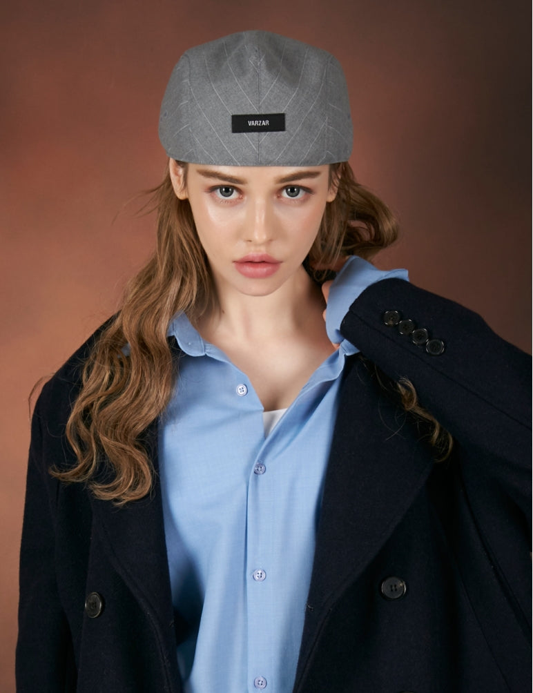 VARZAR(バザール) Retro label striped beret grey