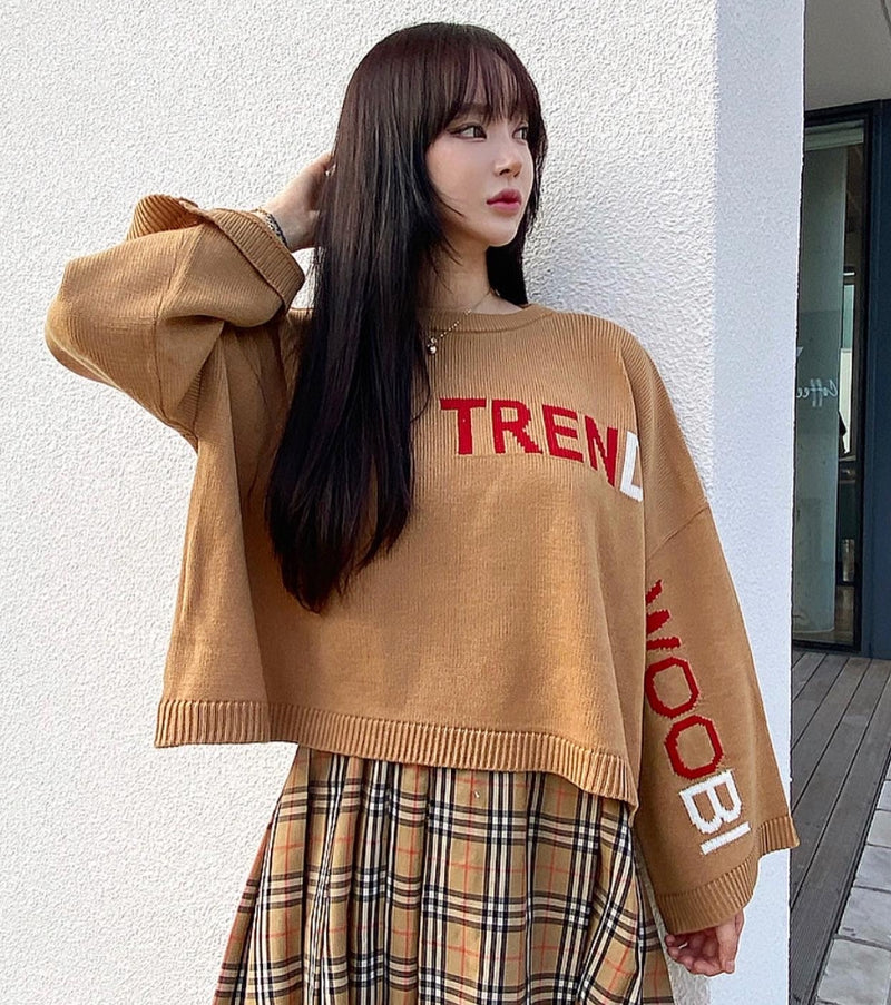 トレンディウビ(Trendywoobi) SIGNATURE crop knit Brown