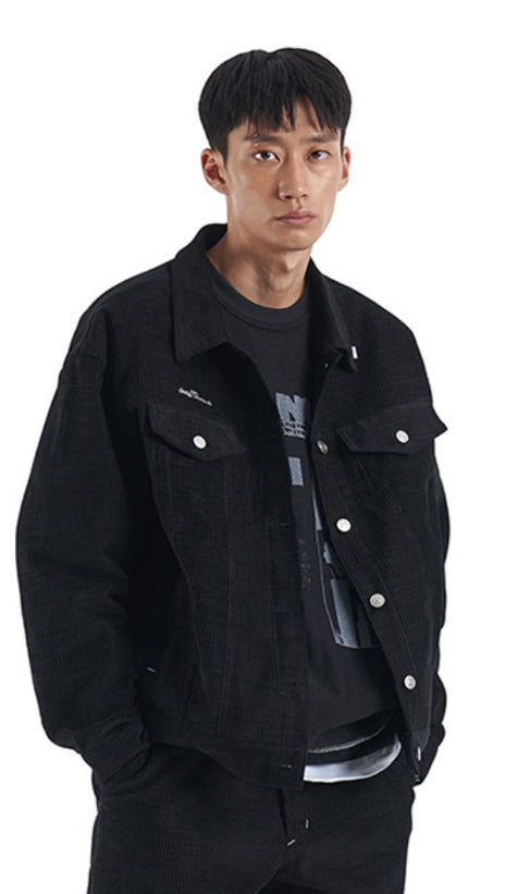 NOMANUAL(ノーマニュアル) CORDUROY SET-UP JACKET - BLACK