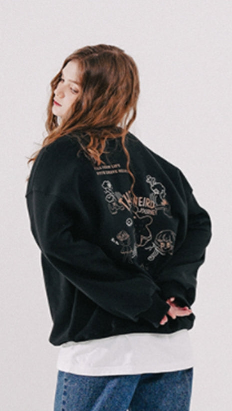 ダブルユーブイプロジェクト(WV PROJECT)  Looking Sweat Shirt Black SMMT7445