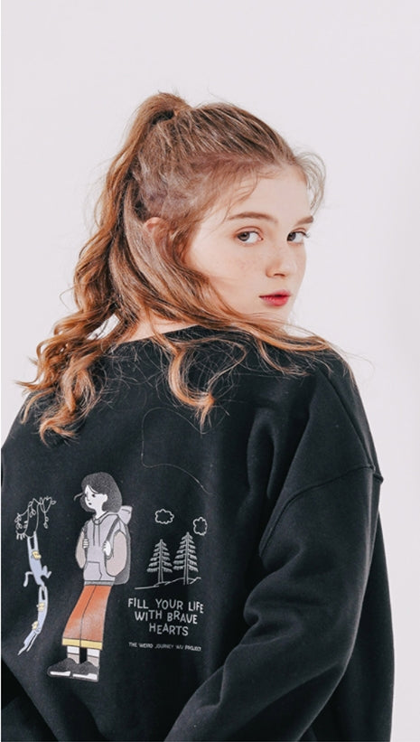 ダブルユーブイプロジェクト(WV PROJECT) Brave Heart Sweat Shirt Black SMMT7443