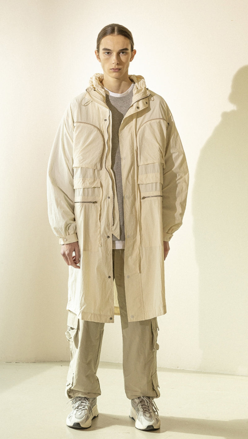 マスノウン(MASSNOUN)  MULTI POCKET HOODY FISHTAIL COAT MFZCT001-IV