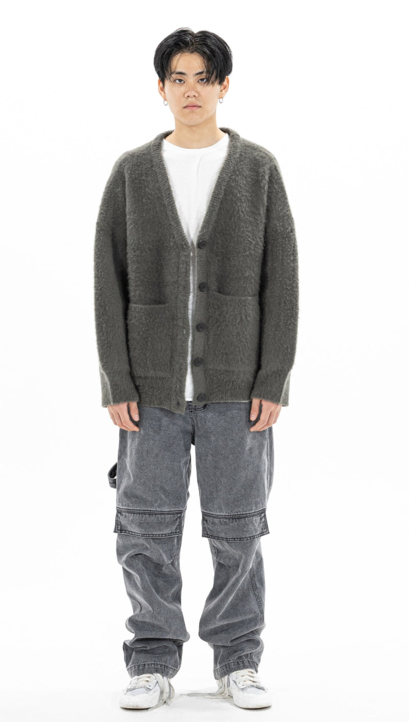 マスノウン(MASSNOUN)   ANGORA WOOL MOHAIR CARDIGAN MFZCD001-DK