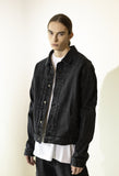 マスノウン(MASSNOUN)  PLEATS TRUCKER DENIM JACKET MFZJK002-BK