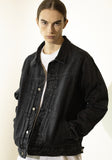 マスノウン(MASSNOUN)  PLEATS TRUCKER DENIM JACKET MFZJK002-BK