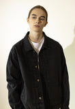 マスノウン(MASSNOUN)  PLEATS TRUCKER DENIM JACKET MFZJK002-BK