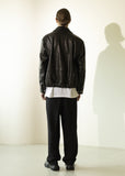 マスノウン(MASSNOUN)   LAMBSKIN VEGETABLE DOUBLE POCKET BLOUSON MFZJK003-BK