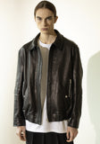 マスノウン(MASSNOUN)   LAMBSKIN VEGETABLE DOUBLE POCKET BLOUSON MFZJK003-BK