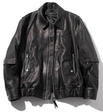 マスノウン(MASSNOUN)   LAMBSKIN VEGETABLE DOUBLE POCKET BLOUSON MFZJK003-BK