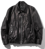 マスノウン(MASSNOUN)   LAMBSKIN VEGETABLE DOUBLE POCKET BLOUSON MFZJK003-BK