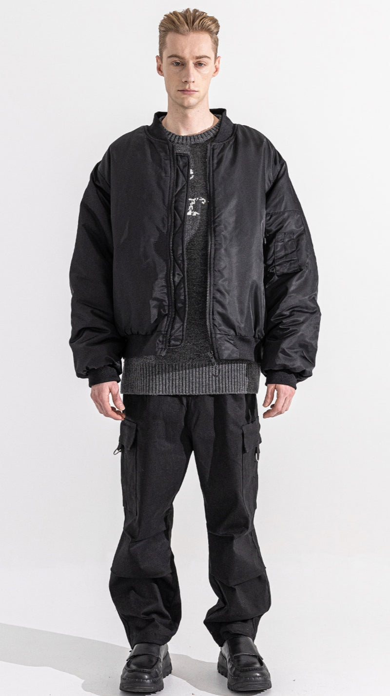 マスノウン(MASSNOUN)  8OZ OVERSIZED MA-1 JACKET MFZPD003-BK