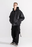 マスノウン(MASSNOUN)  6OZ SHIRRING OVERSIZED MA-1 JACKET MWZPD002-BK