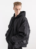 マスノウン(MASSNOUN)  6OZ SHIRRING OVERSIZED MA-1 JACKET MWZPD002-BK