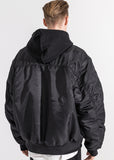 マスノウン(MASSNOUN)  6OZ SHIRRING OVERSIZED MA-1 JACKET MWZPD002-BK