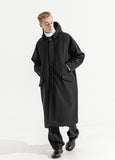 マスノウン(MASSNOUN)   HIDDEN SNAP WOOL HOODIE COAT MWZCT005-BK