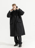 マスノウン(MASSNOUN)   HIDDEN SNAP WOOL HOODIE COAT MWZCT005-BK