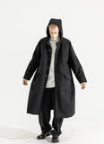 マスノウン(MASSNOUN)   HIDDEN SNAP WOOL HOODIE COAT MWZCT005-BK