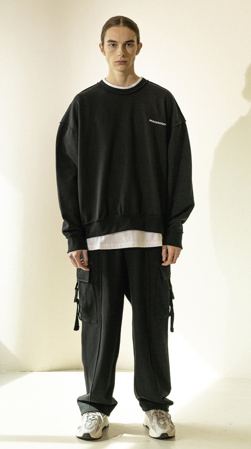 マスノウン(MASSNOUN)  REVERSE OVERSIZED HEAVY CREWNECK MFZCR002-BK